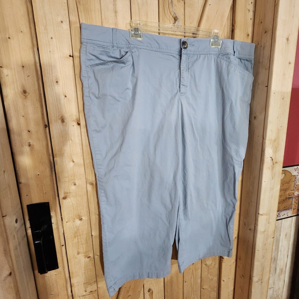 Intro by Jonathan Ross Womens 22W Blue Easy Waist Stretch Capri Pants 71984TW